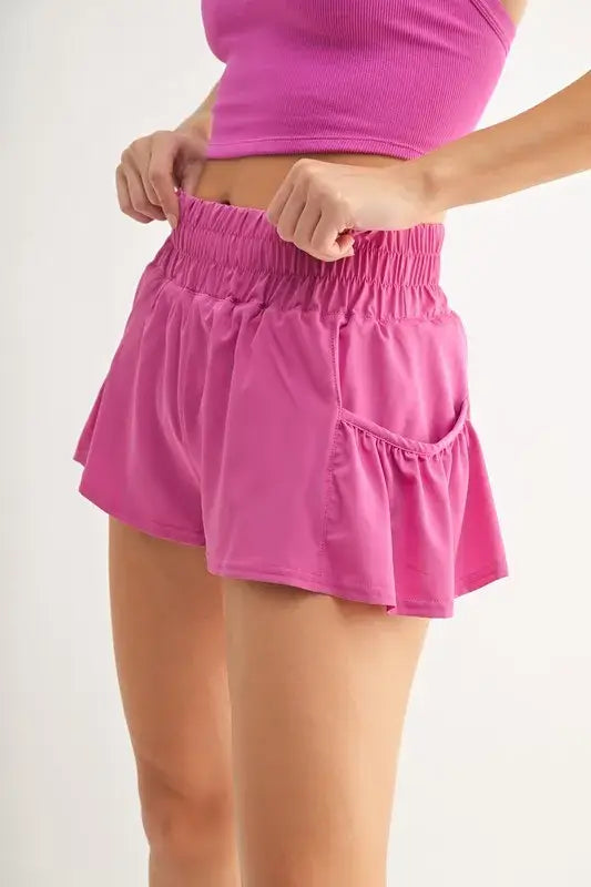 MONO B Smocked High Waist Shorts