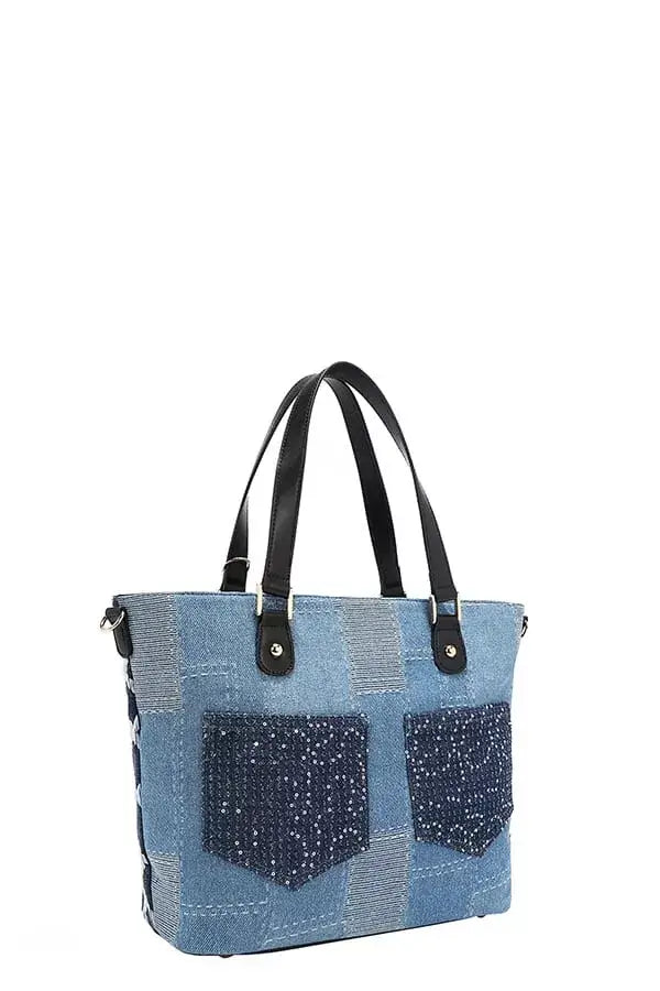 Nicole Lee USA Bosque De Amor Denim Shopper Bag