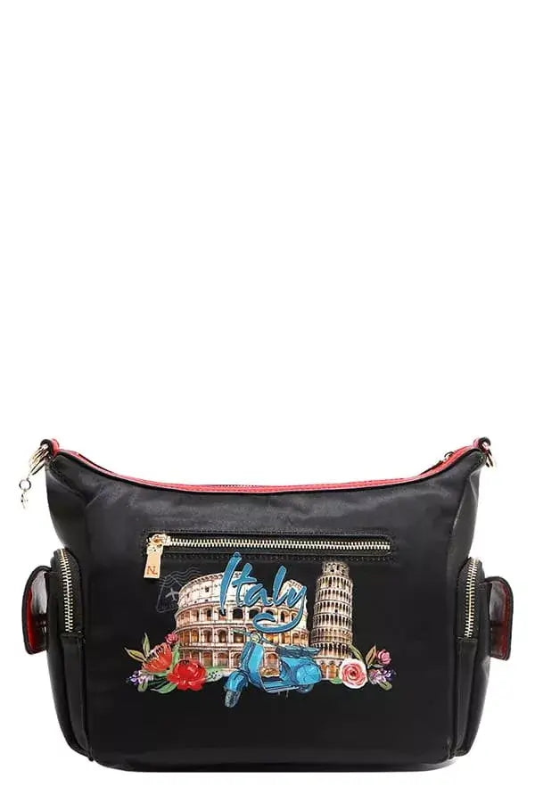 Nicole Lee USA Martha Travels Italy Multi Pocket Shoulder Bag