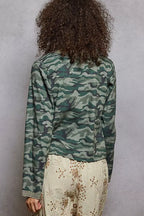 POL Camouflage Print Long Sleeve Top