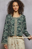 POL Camouflage Print Long Sleeve Top