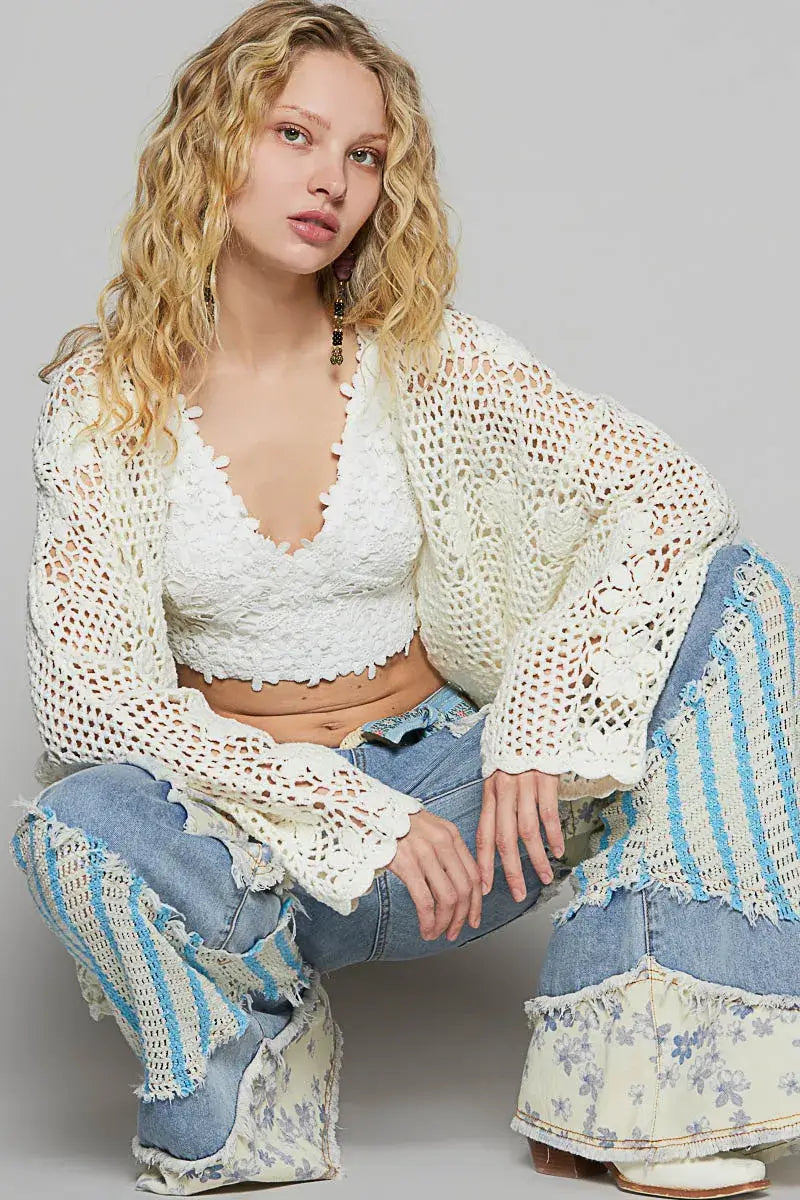 POL Crochet Open-Front Cardigan Hauptbild