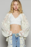 POL Crochet Open-Front Cardigan