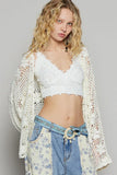 POL Crochet Open-Front Cardigan