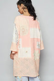 POL Double Gauze and Lace Mix Cardigan with Embroidered Detail