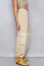 POL Drawstring Lace Pocket Patch Joggers