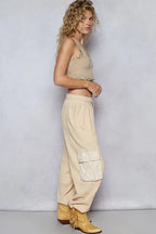 POL Drawstring Lace Pocket Patch Joggers