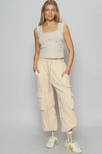 POL Drawstring Lace Pocket Patch Joggers