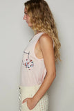 POL Floral Detail Pocket Patch Tank Top
