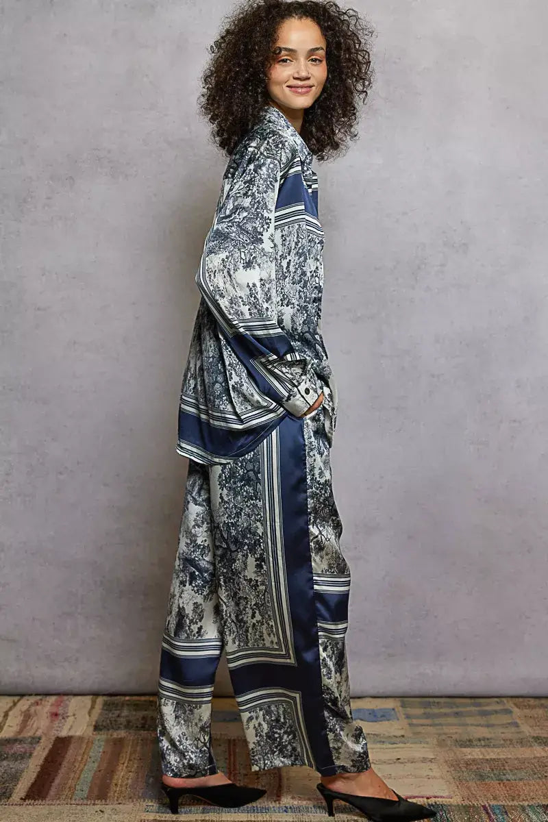 POL Floral Printed Woven Wide Leg Drawstring Pants