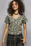POL Printed V-Neck Short Sleeve T-Shirt