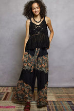 POL V-Neck Crochet Tank with Floral Embroidery Detail