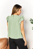 Pleated Flutter Sleeve Blouse - Stylish & Versatile
