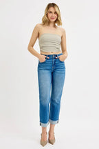 RISEN Full Size High Rise Boyfriend Fit Ankle Jeans Plus SIze