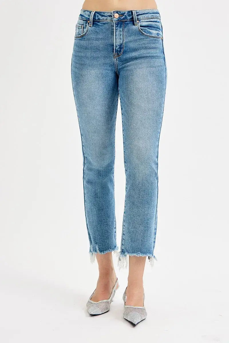 RISEN Full Size High Rise Crop Straight Slim Jeans Plus Size Hauptbild