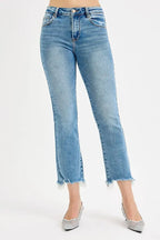 RISEN Full Size High Rise Crop Straight Slim Jeans Plus Size