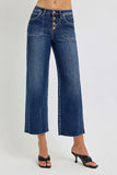 RISEN Full Size High Rise Crop Wide Button Up Jeans Plus Size