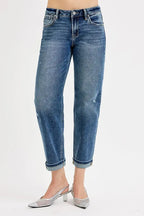RISEN Full Size Low Rise Crop Boyfriend Jeans Plus Size