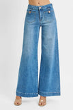 RISEN Full Size Mid Rise Wide Front Patch Pocket Jeans Plus Size