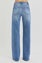 RISEN Full Size Tummy Control Elastic Band High Rise Wide Jeans Plus Size