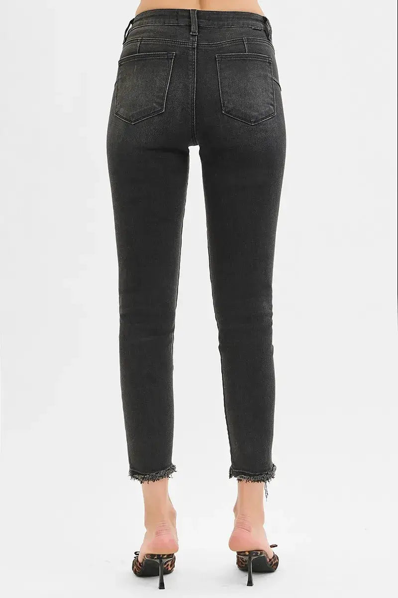 RISEN Full Size Tummy Control Mid Rise Crop Skinny Jeans Plus Size
