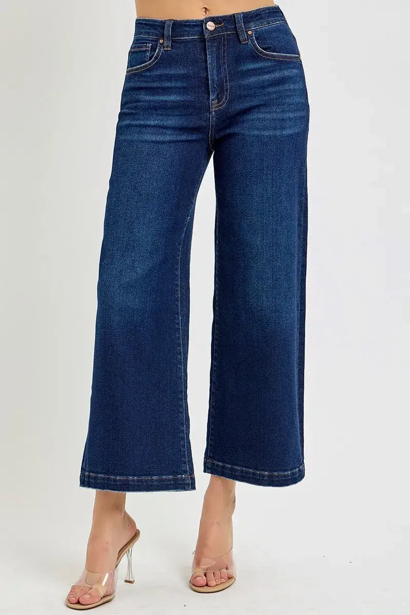 RISEN High Rise Crop Wide Jeans