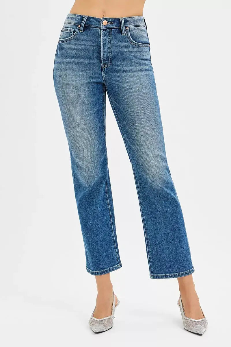 RISEN Tummy Control High Rise Crop Straight Jeans Image principale du produit