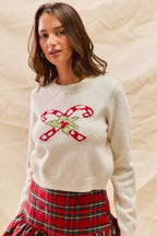 SO ME Christmas Candy Cone Cropped Sweater