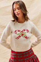 SO ME Christmas Candy Cone Cropped Sweater