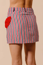 SO ME Contrast Bow Knot Pocket Fourth Of July Denim Skirt