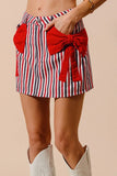 SO ME Contrast Bow Knot Pocket Fourth Of July Denim Skirt
