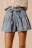 SO ME Flared Denim Shorts with Elasticized Waist