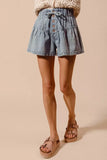 SO ME Flared Denim Shorts with Elasticized Waist