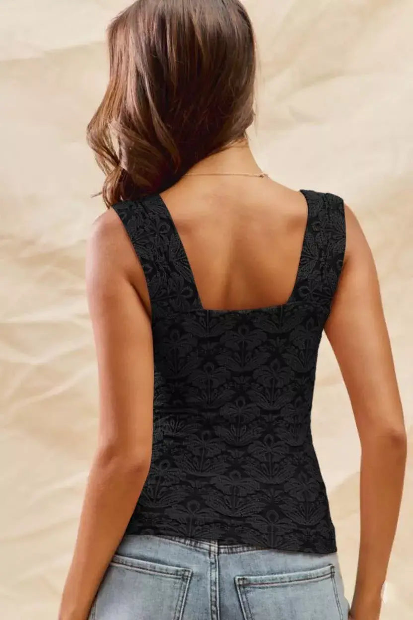 SO ME Floral Jacquard Seamless Tank Top