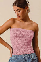 SO ME Jacquard Floral Two Tone Seamless Tube Top