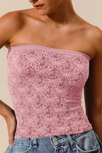 SO ME Jacquard Floral Two Tone Seamless Tube Top