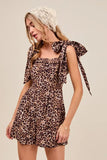 SO ME Leopard Flowy Woven Romper With Tie Straps