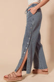 SO ME Mid Rise Drawstring Jeans with Side Snap Button