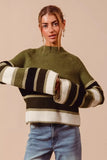 SO ME Multi Color Striped Mock Neck Sweater