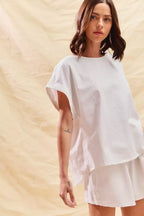 SO ME Round Neck Short Sleeve Top and Shorts Set