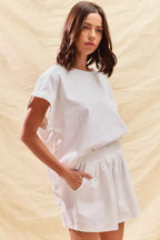 SO ME Round Neck Short Sleeve Top and Shorts Set