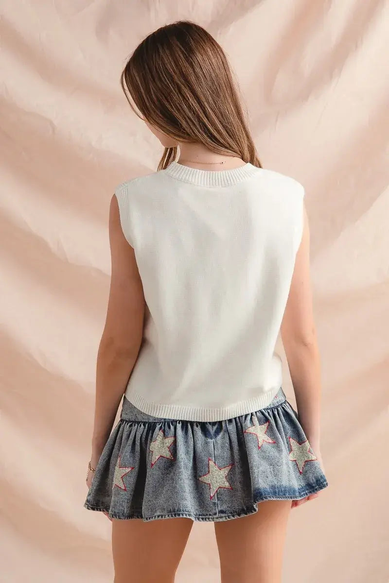 SO ME Teddy Bear Wearing An American Flag With Usa Embroidered Sweater Vest