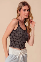 SO ME Two Tone Floral Seamless Tank Top