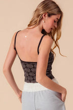 SO ME Two Tone Floral Seamless Tank Top