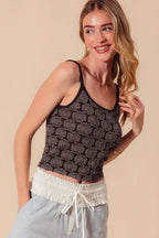 SO ME Two Tone Floral Seamless Tank Top