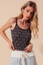 SO ME Two Tone Floral Seamless Tank Top