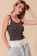 SO ME Two Tone Floral Seamless Tank Top