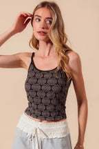 SO ME Two Tone Floral Seamless Tank Top