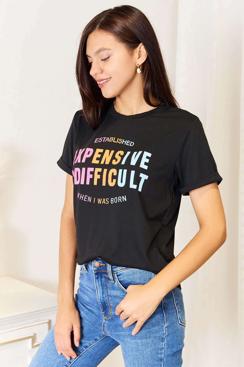 Simply Love Slogan Graphic Cuffed Sleeve T-Shirt Zweitbild