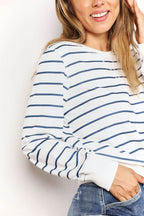 Striped Long Sleeve Top - Chic Round Neck